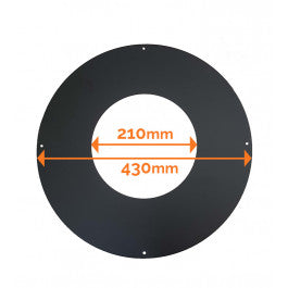 DINAK DW black wand/plafondrozet PLAT dubbelwandig rookkanaal Ø150mm