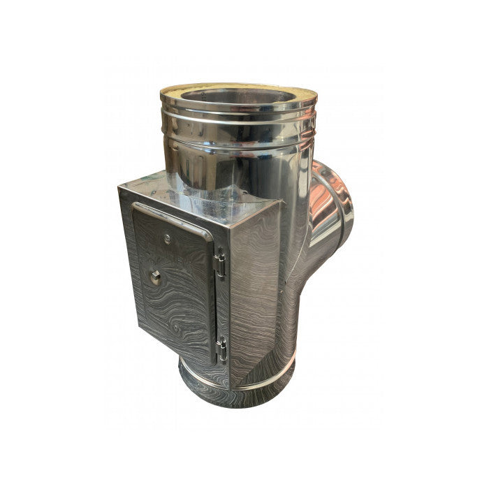 DINAK DW T-stuk met deur dubbelwandig rookkanaal Ø130mm