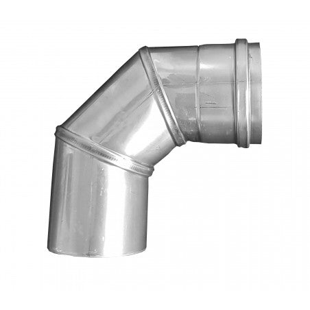 RVS pelletpijp enkelwandig bocht 90 graden Ø80mm