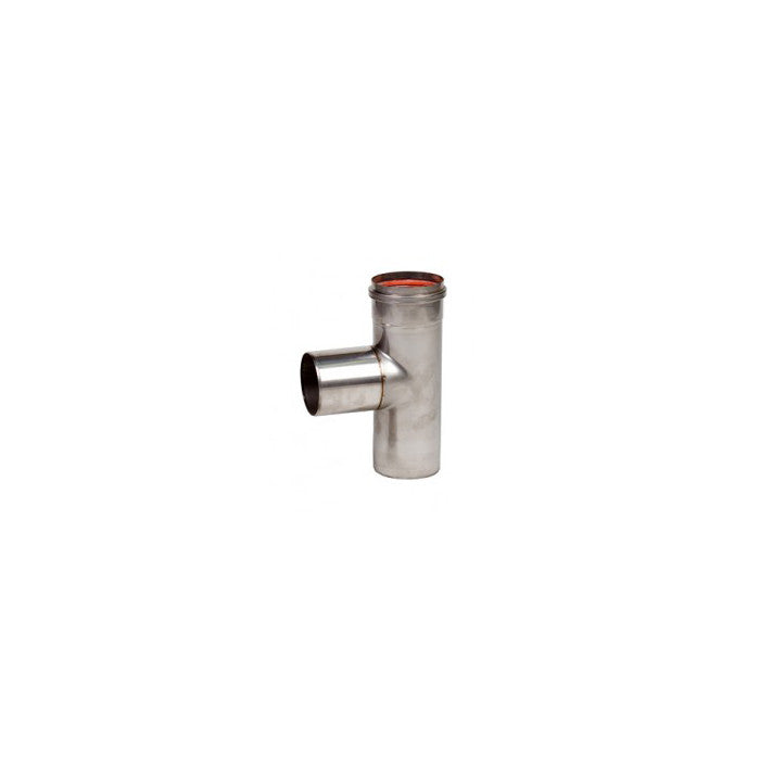 RVS pelletpijp enkelwandig T-stuk M/F Ø80mm